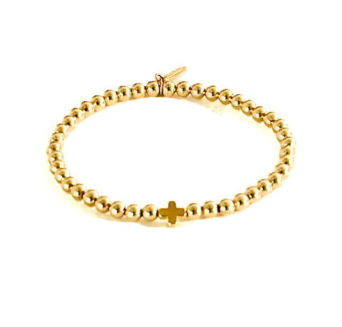 14K Gold Filled Beaded Bracelet 4mm (Large) / Stretch